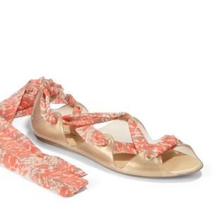 Elegant Gold and Coral Women's Sandals